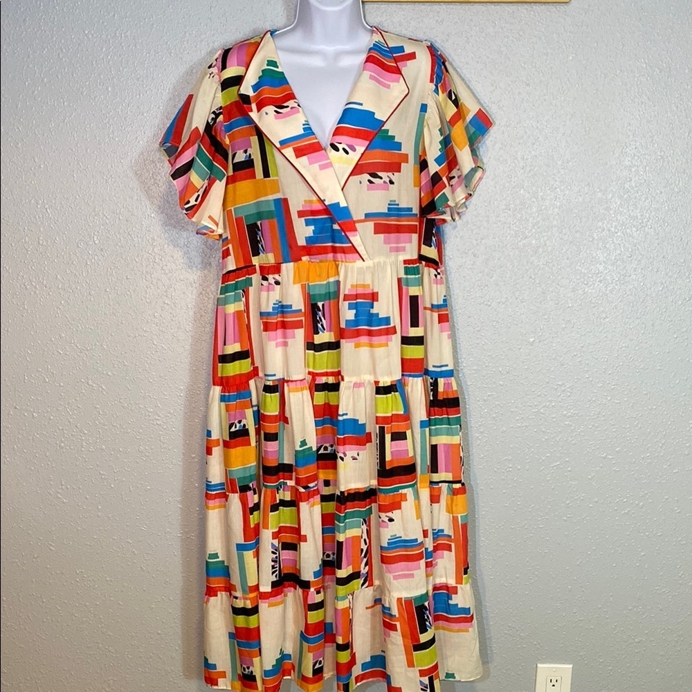 Karavan Athens Multi-Color Flutter Sleeve Midi Su… - image 8